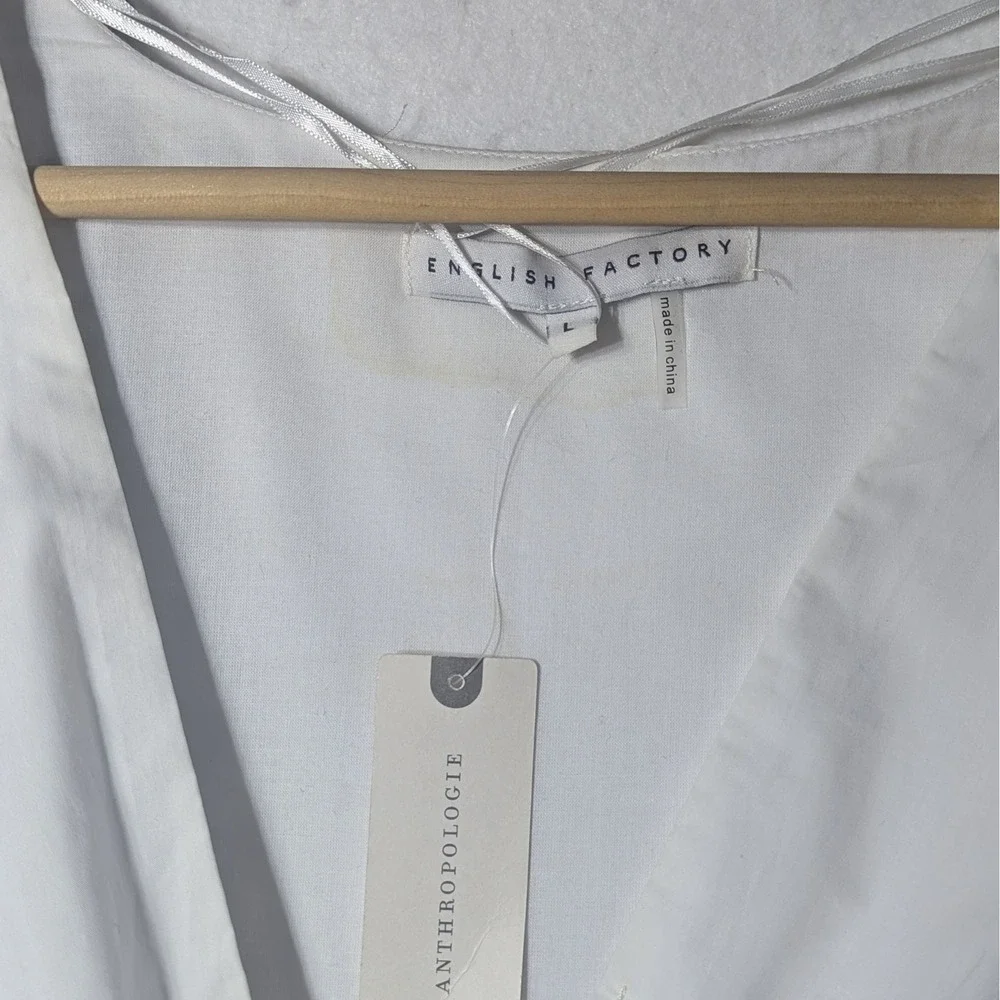 Anthropologie English Factory White Twist‎ Front Top L NWT Read